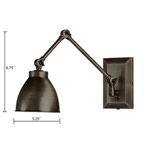 Atlas Maggie 6.75'' High 1-Light Swingarm Sconce - Vintage-Inspired Adjustable Lighting for Any Space Architectural Bronze WL11007-BZ