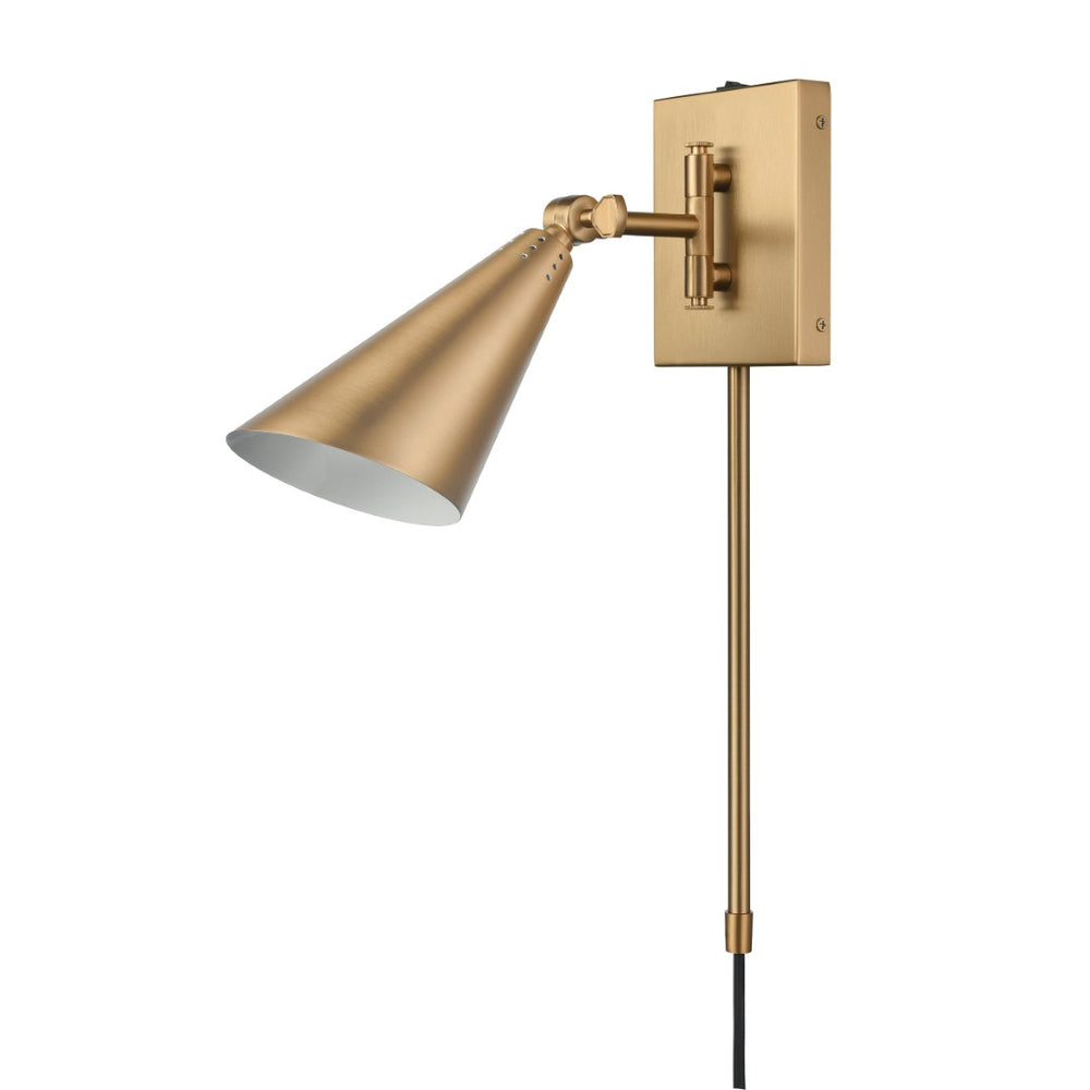 Atlas Whitmire Midcentury-Inspired 1-Light Wall Sconce with Adjustable Shade for Stylish Interior Lighting Brushed Gold 5'' WL11008-GD