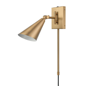 Atlas Whitmire Midcentury-Inspired 1-Light Wall Sconce with Adjustable Shade for Stylish Interior Lighting Brushed Gold 5'' WL11008-GD