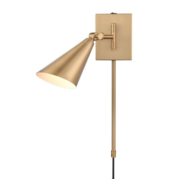 Atlas Whitmire Midcentury-Inspired 1-Light Wall Sconce with Adjustable Shade for Stylish Interior Lighting Brushed Gold 5'' WL11008-GD