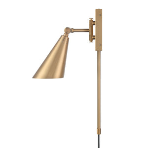 Atlas Whitmire Midcentury-Inspired 1-Light Wall Sconce with Adjustable Shade for Stylish Interior Lighting Brushed Gold 5'' WL11008-GD