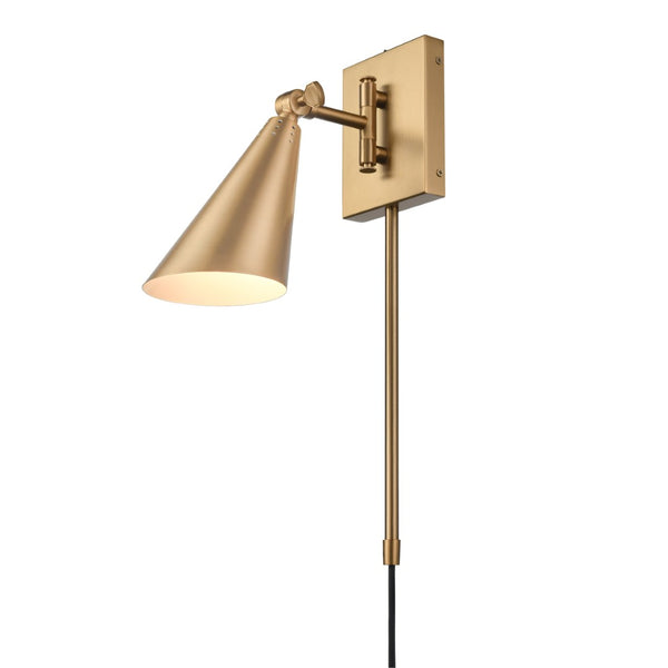 Atlas Whitmire Midcentury-Inspired 1-Light Wall Sconce with Adjustable Shade for Stylish Interior Lighting Brushed Gold 5'' WL11008-GD