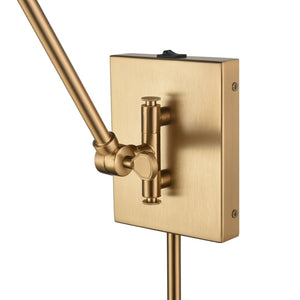 Atlas Whitmire Midcentury-Inspired 1-Light Wall Sconce with Adjustable Shade for Stylish Interior Lighting Brushed Gold 5'' WL11008-GD