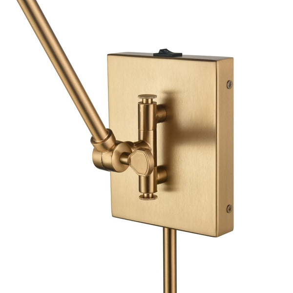Atlas Whitmire Midcentury-Inspired 1-Light Wall Sconce with Adjustable Shade for Stylish Interior Lighting Brushed Gold 5'' WL11008-GD