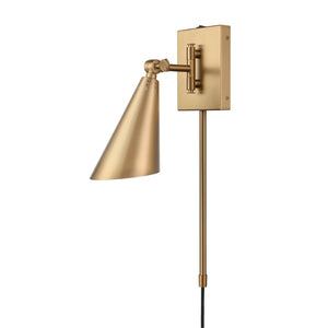 Atlas Whitmire Midcentury-Inspired 1-Light Wall Sconce with Adjustable Shade for Stylish Interior Lighting Brushed Gold 5'' WL11008-GD