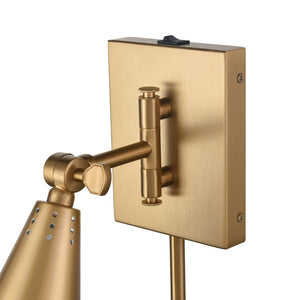 Atlas Whitmire Midcentury-Inspired 1-Light Wall Sconce with Adjustable Shade for Stylish Interior Lighting Brushed Gold 5'' WL11008-GD