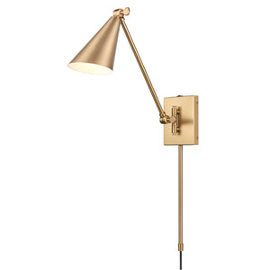 Atlas Whitmire Midcentury-Inspired 1-Light Wall Sconce with Adjustable Shade for Stylish Interior Lighting Brushed Gold 4.75'' WL11009-GD