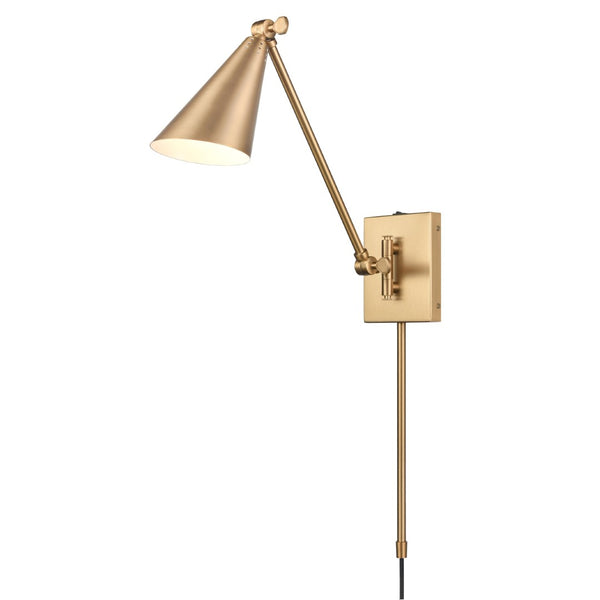 Atlas Whitmire Midcentury-Inspired 1-Light Wall Sconce with Adjustable Shade for Stylish Interior Lighting Brushed Gold 4.75'' WL11009-GD