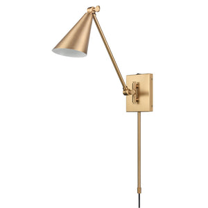 Atlas Whitmire Midcentury-Inspired 1-Light Wall Sconce with Adjustable Shade for Stylish Interior Lighting Brushed Gold 4.75'' WL11009-GD