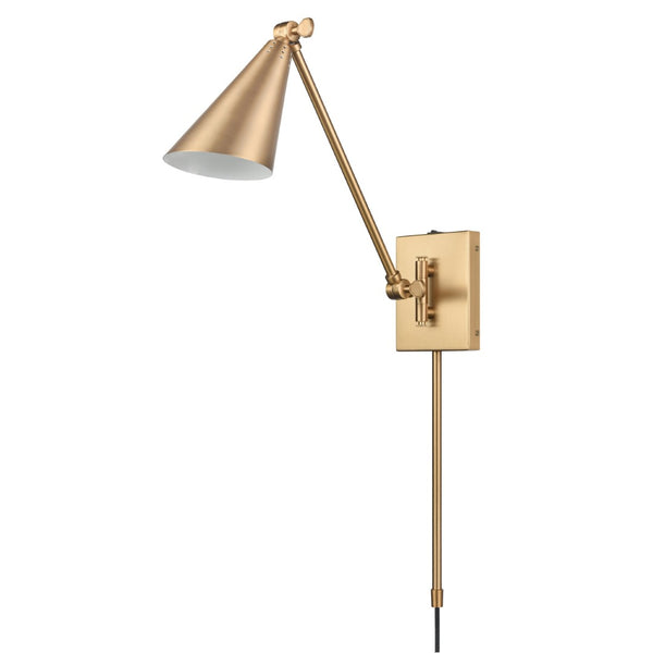 Atlas Whitmire Midcentury-Inspired 1-Light Wall Sconce with Adjustable Shade for Stylish Interior Lighting Brushed Gold 4.75'' WL11009-GD