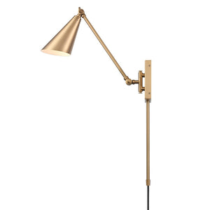 Atlas Whitmire Midcentury-Inspired 1-Light Wall Sconce with Adjustable Shade for Stylish Interior Lighting Brushed Gold 4.75'' WL11009-GD