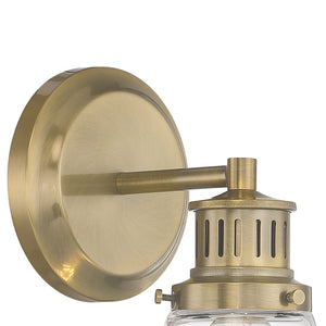 Atlas Alden 1-Light Wall Sconce - Timeless Transitional Design with Flared Glass Shade for Stylish Interiors Antique Brass Clear WL11011-BS