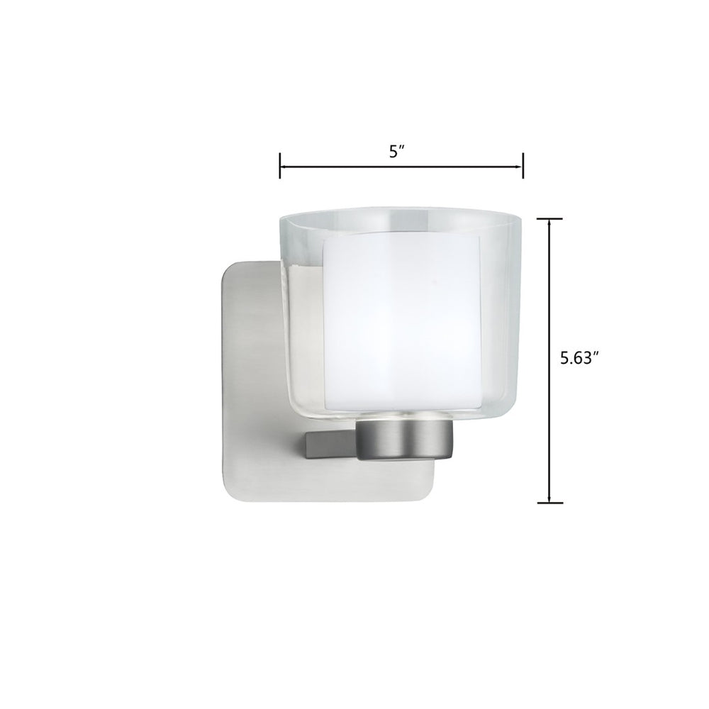 Atlas Alexus 1-Light Wall Sconce in Brushed Nickel - Modern Transitional Design with Two-Tone Glass Shades WL11013-NK
