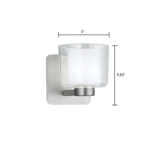 Atlas Alexus 1-Light Wall Sconce in Brushed Nickel - Modern Transitional Design with Two-Tone Glass Shades WL11013-NK
