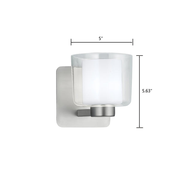Atlas Alexus 1-Light Wall Sconce in Brushed Nickel - Modern Transitional Design with Two-Tone Glass Shades WL11013-NK