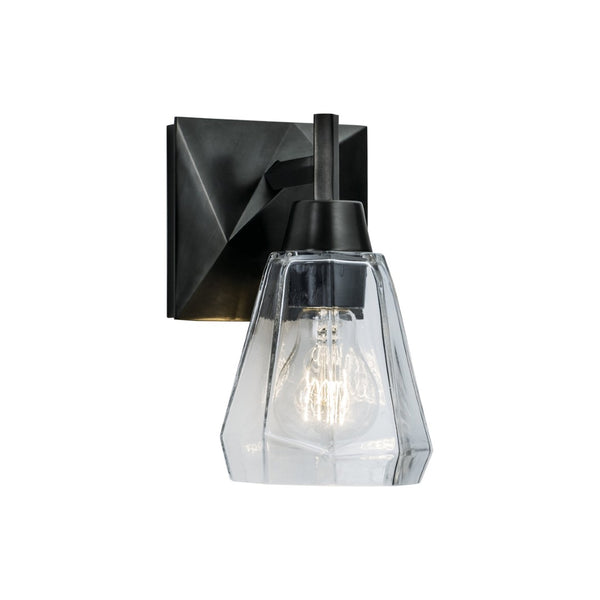 Atlas Arctic 8.5'' Modern 1-Light Sconce with Faceted Glass for Contemporary Indoor Accent Lighting Acid Dipped Black WL11019-BK