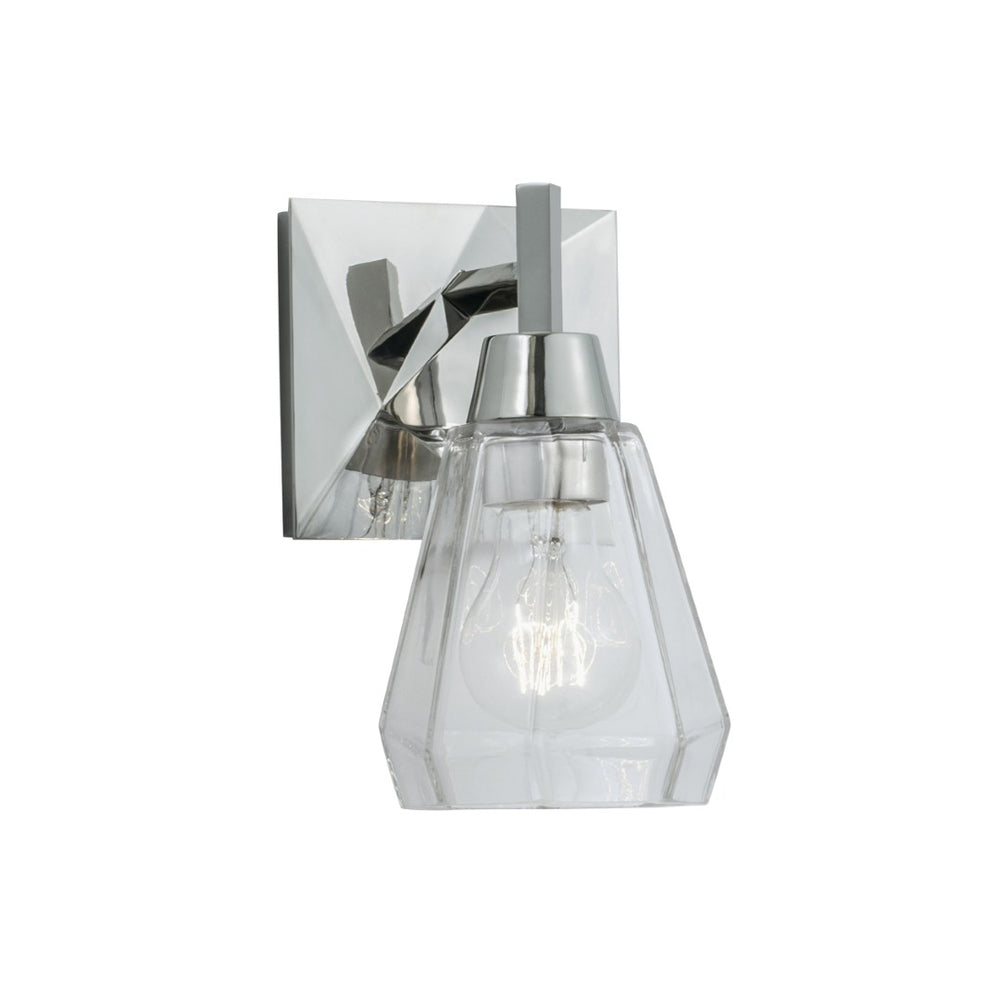 Atlas Arctic 8.5'' Modern 1-Light Sconce with Faceted Glass for Contemporary Indoor Accent Lighting Acid Dipped Black WL11019-BK