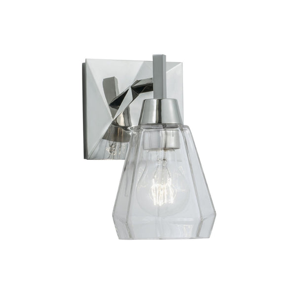 Atlas Arctic 8.5'' Modern 1-Light Sconce with Faceted Glass for Contemporary Indoor Accent Lighting Polished Nickel WL11019-NK