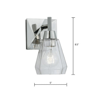Atlas Arctic 8.5'' Modern 1-Light Sconce with Faceted Glass for Contemporary Indoor Accent Lighting Polished Nickel WL11019-NK