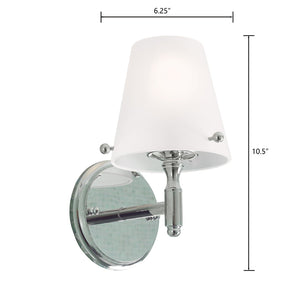 Atlas Arlington 10.5'' High Polished Nickel 1-Light Sconce - Elegant Glass Shade for Versatile Decor WL11020-NK