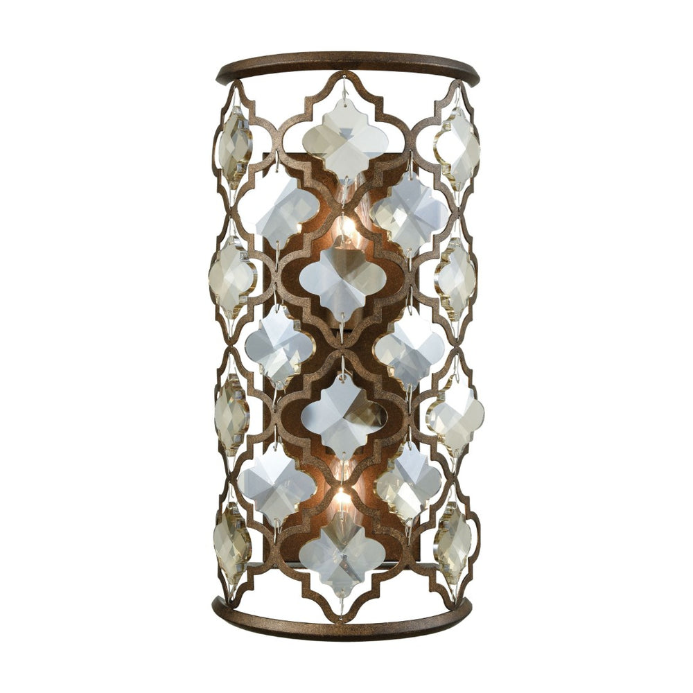 Atlas Armand 16'' High 2-Light Wall Sconce - Elegant Weathered Bronze with Crystal Accents & Artistry WL11021-BZ