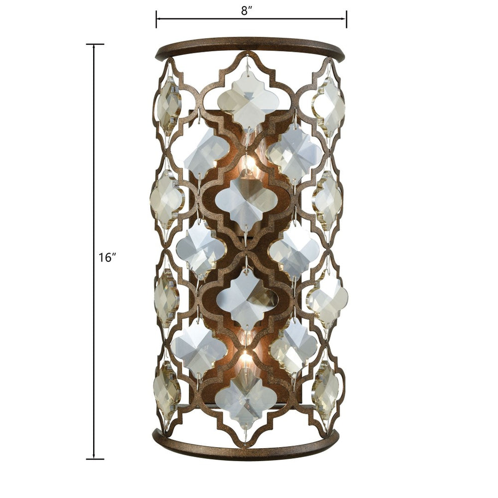 Atlas Armand 16'' High 2-Light Wall Sconce - Elegant Weathered Bronze with Crystal Accents & Artistry WL11021-BZ