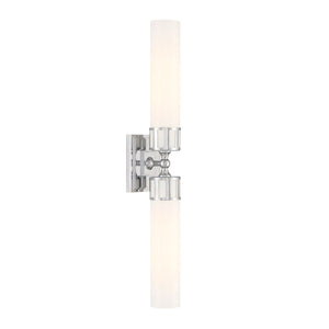 Atlas Astor 24.5'' Wide Elegant Two-Light Wall Sconce for Hallways and Bathrooms - Modern Transitional Design Chrome WL11024-CH