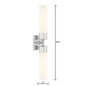 Atlas Astor 24.5'' Wide Elegant Two-Light Wall Sconce for Hallways and Bathrooms - Modern Transitional Design Chrome WL11024-CH