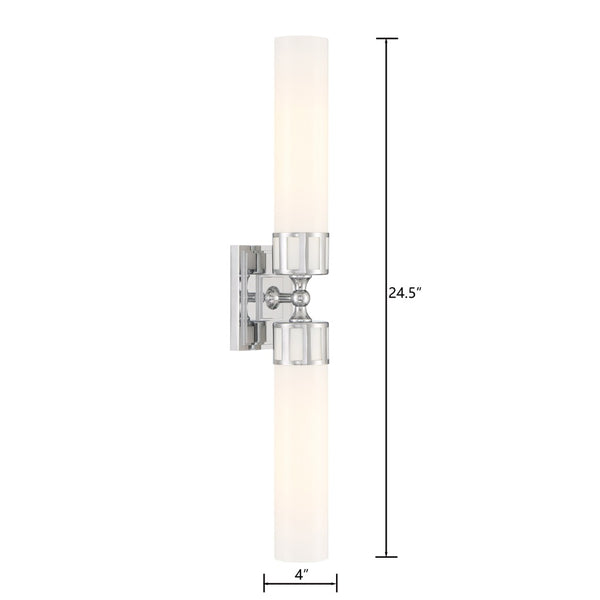 Atlas Astor 24.5'' Wide Elegant Two-Light Wall Sconce for Hallways and Bathrooms - Modern Transitional Design Chrome WL11024-CH