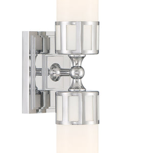 Atlas Astor 24.5'' Wide Elegant Two-Light Wall Sconce for Hallways and Bathrooms - Modern Transitional Design Chrome WL11024-CH