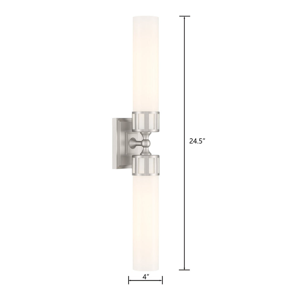 Atlas Astor 24.5'' Wide Elegant Two-Light Wall Sconce for Hallways and Bathrooms - Modern Transitional Design Brushed Nickel WL11024-NK