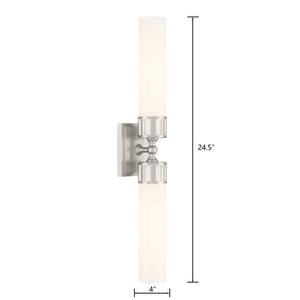 Atlas Astor 24.5'' Wide Elegant Two-Light Wall Sconce for Hallways and Bathrooms - Modern Transitional Design Brushed Nickel WL11024-NK