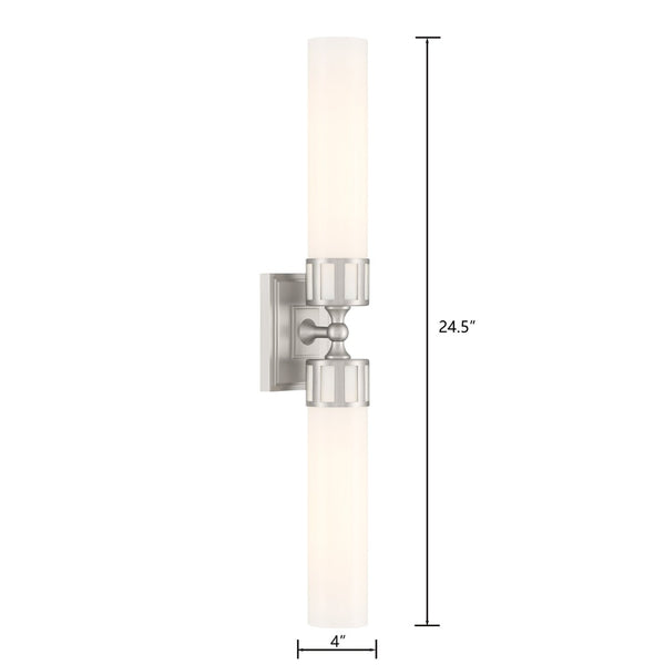 Atlas Astor 24.5'' Wide Elegant Two-Light Wall Sconce for Hallways and Bathrooms - Modern Transitional Design Brushed Nickel WL11024-NK