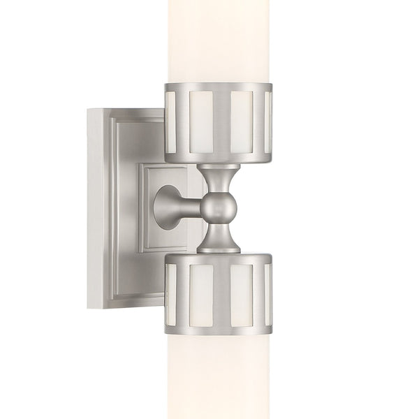Atlas Astor 24.5'' Wide Elegant Two-Light Wall Sconce for Hallways and Bathrooms - Modern Transitional Design Brushed Nickel WL11024-NK