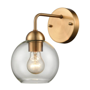 Atlas Astoria 1-Light Sconce - Modern Midcentury Design with Clear Glass Globe for Stylish Indoor Lighting Satin Gold WL11025-GD