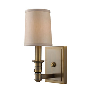 Atlas Baxter 11" High 1-Light Wall Sconce - Vintage-Inspired Brushed Brass with Elegant Beige Shade WL11030-BS