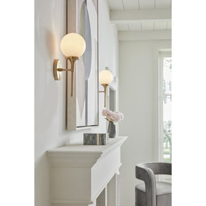 Atlas Beverly Hills 15" High 1-Light Sconce - Retro-Chic Satin Brass Globe for Elegant Interior Lighting WL11031-BS