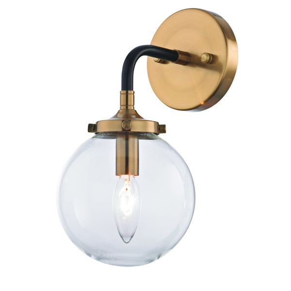 Atlas Boudreaux 12" High 1-Light Sconce - Matte Black & Antique Gold, Midcentury Modern Style Accent Lighting WL11032-GD