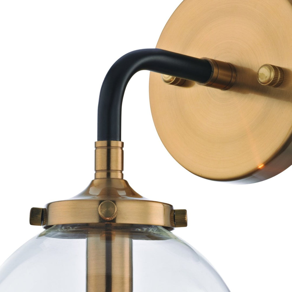 Atlas Boudreaux 12" High 1-Light Sconce - Matte Black & Antique Gold, Midcentury Modern Style Accent Lighting WL11032-GD