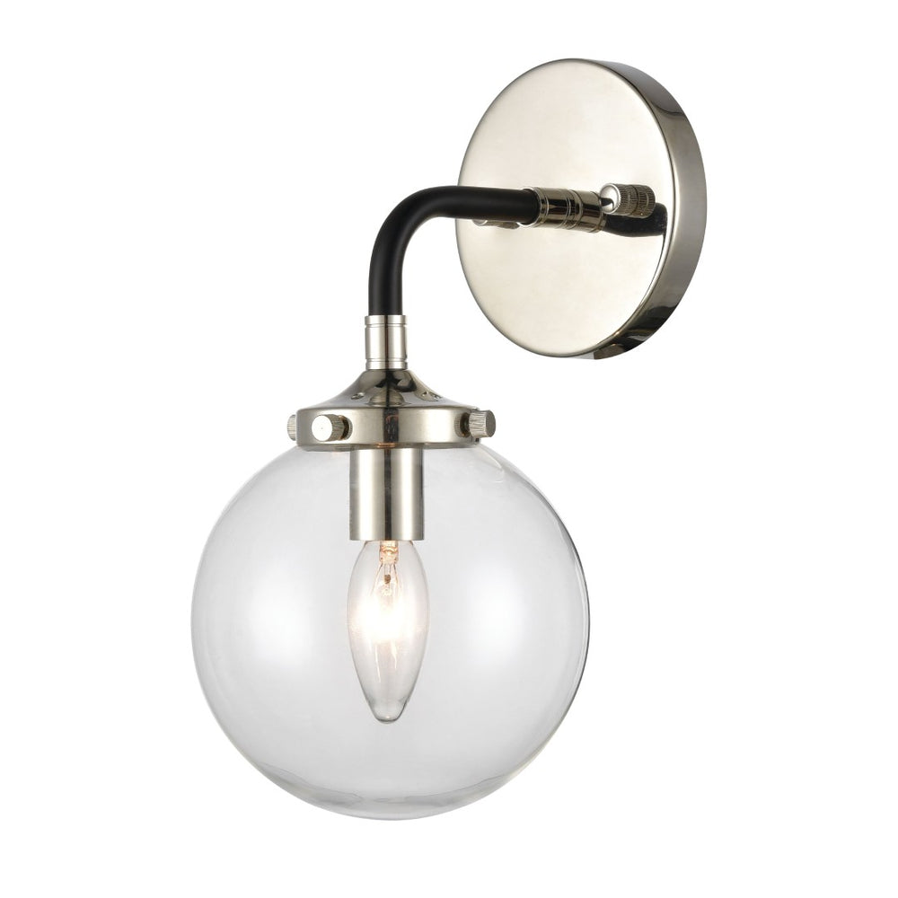 Atlas Boudreaux 12'' High 1-Light Sconce - Stylish Matte Black & Polished Nickel for Modern Interiors WL11032-NK