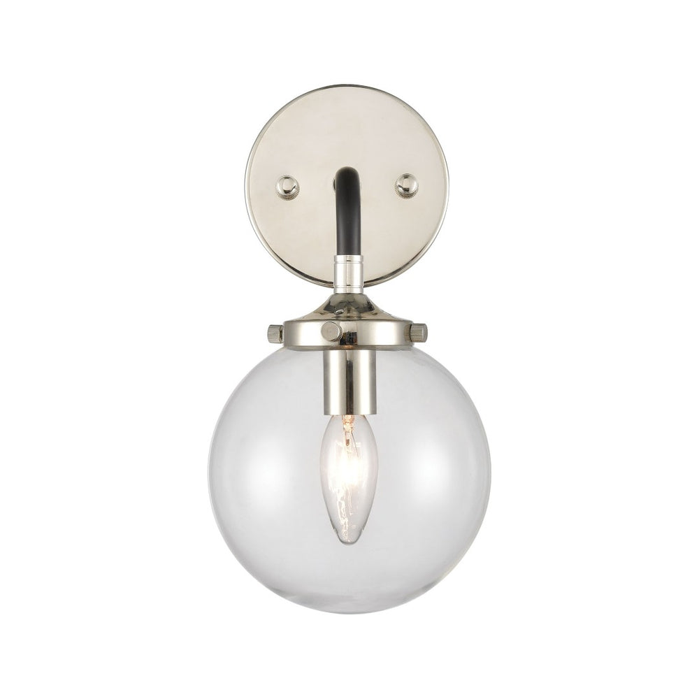 Atlas Boudreaux 12'' High 1-Light Sconce - Stylish Matte Black & Polished Nickel for Modern Interiors WL11032-NK