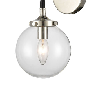 Atlas Boudreaux 12'' High 1-Light Sconce - Stylish Matte Black & Polished Nickel for Modern Interiors WL11032-NK