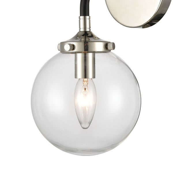 Atlas Boudreaux 12'' High 1-Light Sconce - Stylish Matte Black & Polished Nickel for Modern Interiors WL11032-NK