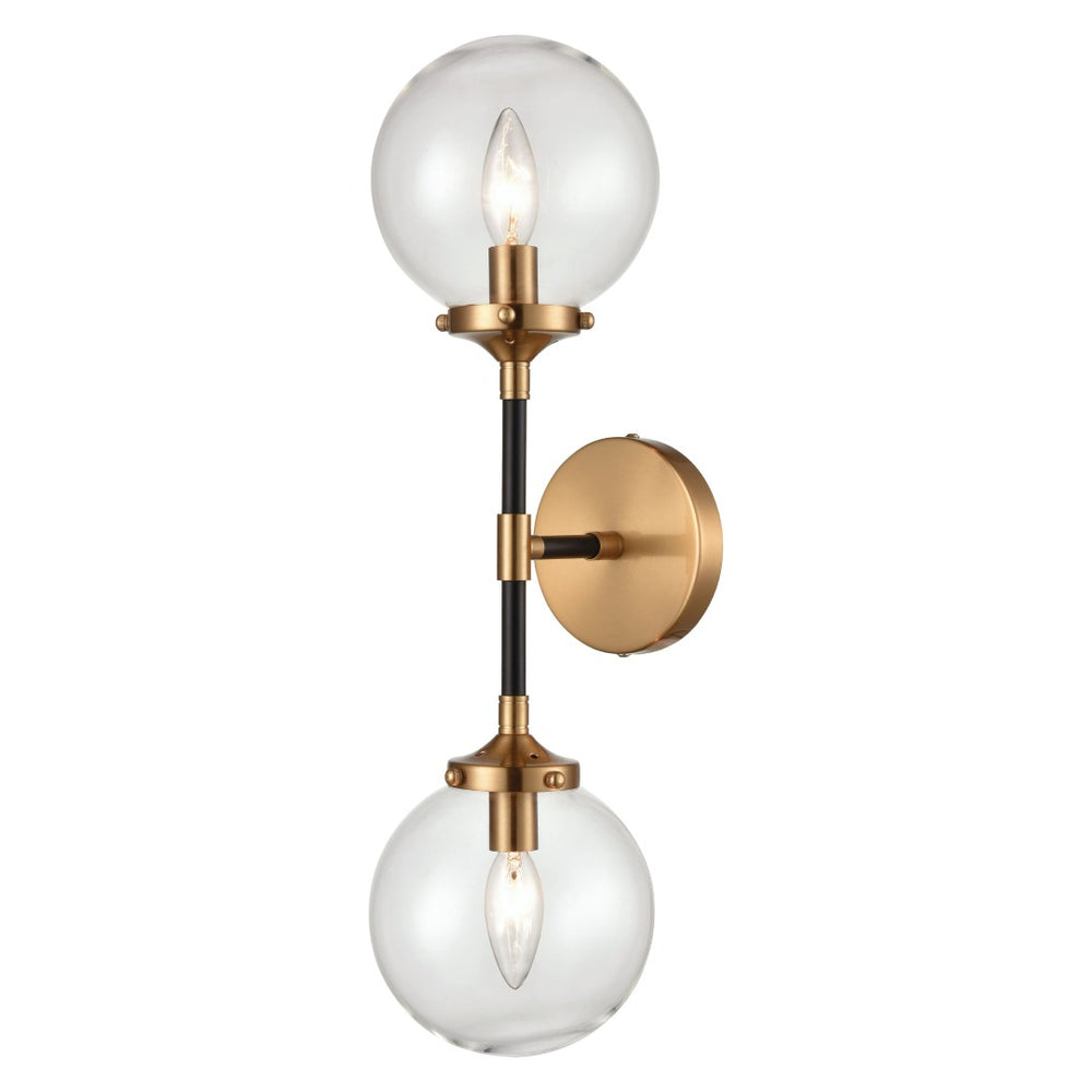 Atlas Boudreaux 21'' High 2-Light Sconce – Elegant Matte Black & Antique Gold for Midcentury Modern Homes WL11034-GD