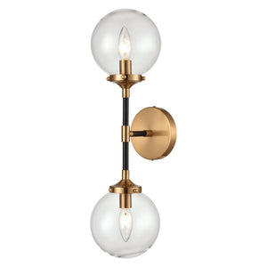 Atlas Boudreaux 21'' High 2-Light Sconce – Elegant Matte Black & Antique Gold for Midcentury Modern Homes WL11034-GD