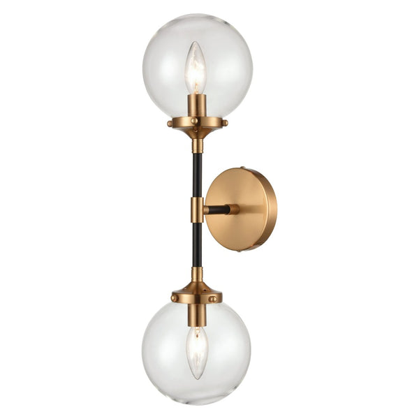 Atlas Boudreaux 21'' High 2-Light Sconce – Elegant Matte Black & Antique Gold for Midcentury Modern Homes WL11034-GD