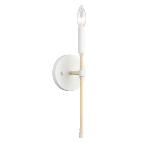 Atlas Breezeway 14.25" Coastal-Inspired 1-Light Sconce with White Coral Finish & Rattan Accent for Modern Spaces WL11036-WH