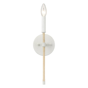 Atlas Breezeway 14.25" Coastal-Inspired 1-Light Sconce with White Coral Finish & Rattan Accent for Modern Spaces WL11036-WH