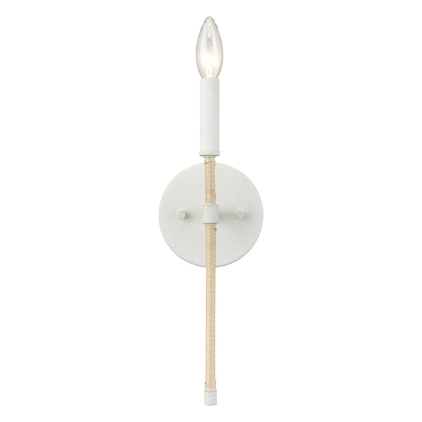 Atlas Breezeway 14.25" Coastal-Inspired 1-Light Sconce with White Coral Finish & Rattan Accent for Modern Spaces WL11036-WH