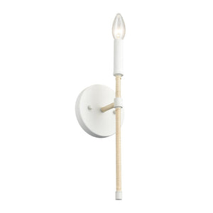 Atlas Breezeway 14.25" Coastal-Inspired 1-Light Sconce with White Coral Finish & Rattan Accent for Modern Spaces WL11036-WH